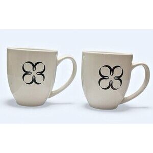 Presidio NP White‎ Ceramic Coffee Cup Mod Brown Flower San Francisco CA Mug Set